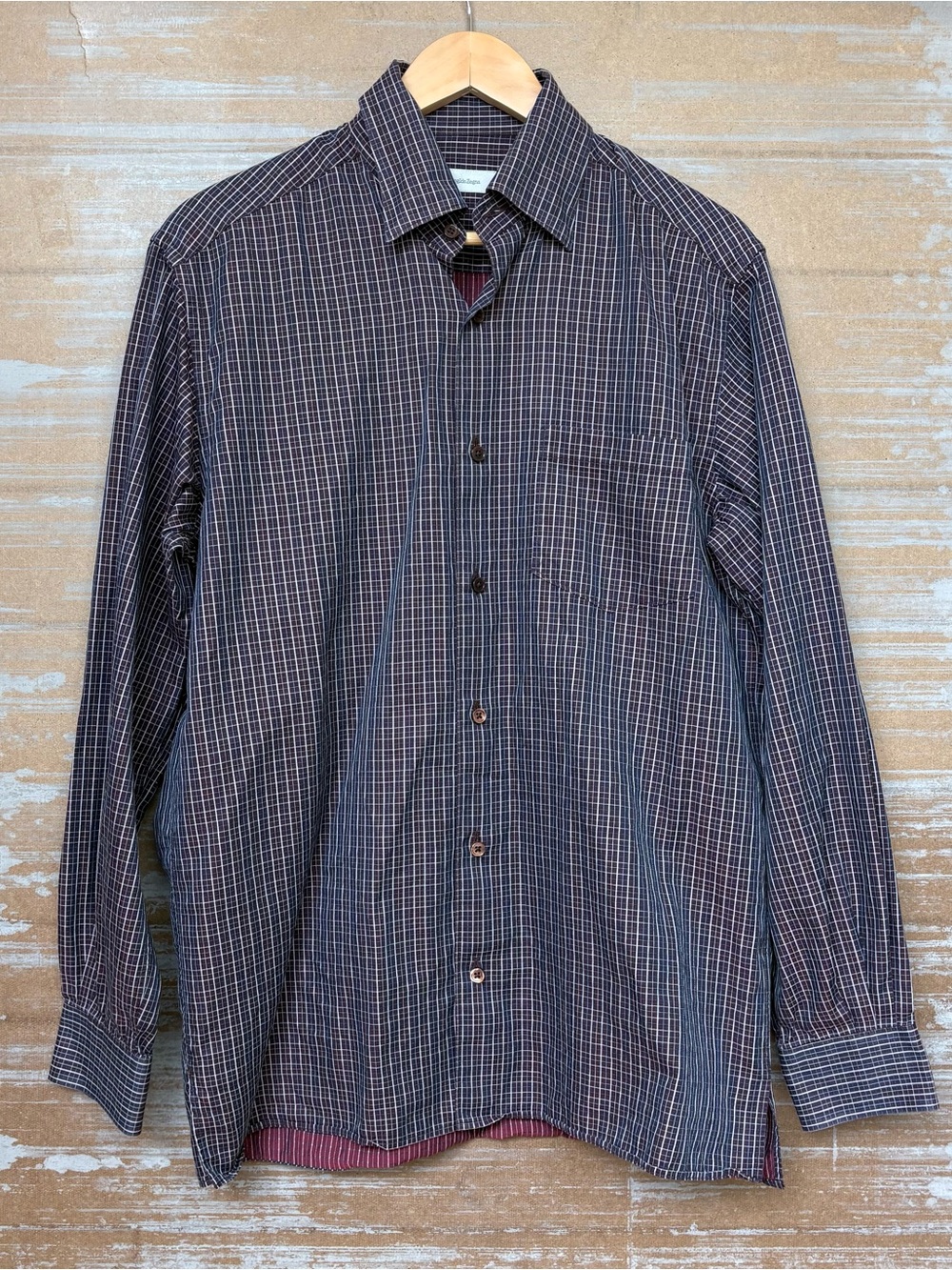 Ermenegildo Zegna 100% Cotton Check Button Down Shirt Preppy Classic Mens M